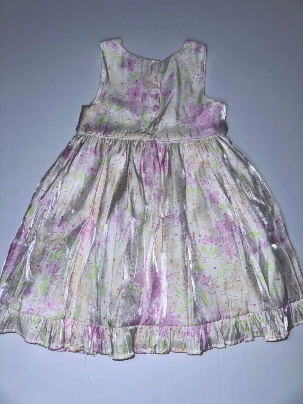 Catherine Malandrino satiny ruffle Floral pastel yellow pink Dress Size 7 Girls